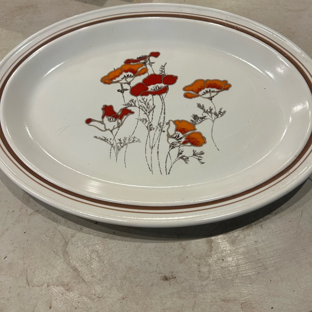 Royal Doulton Floral Oval Platter - Red and Orange